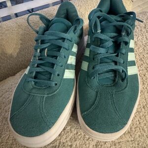 Adidas Teal Sneakers with White Stripes NWOT